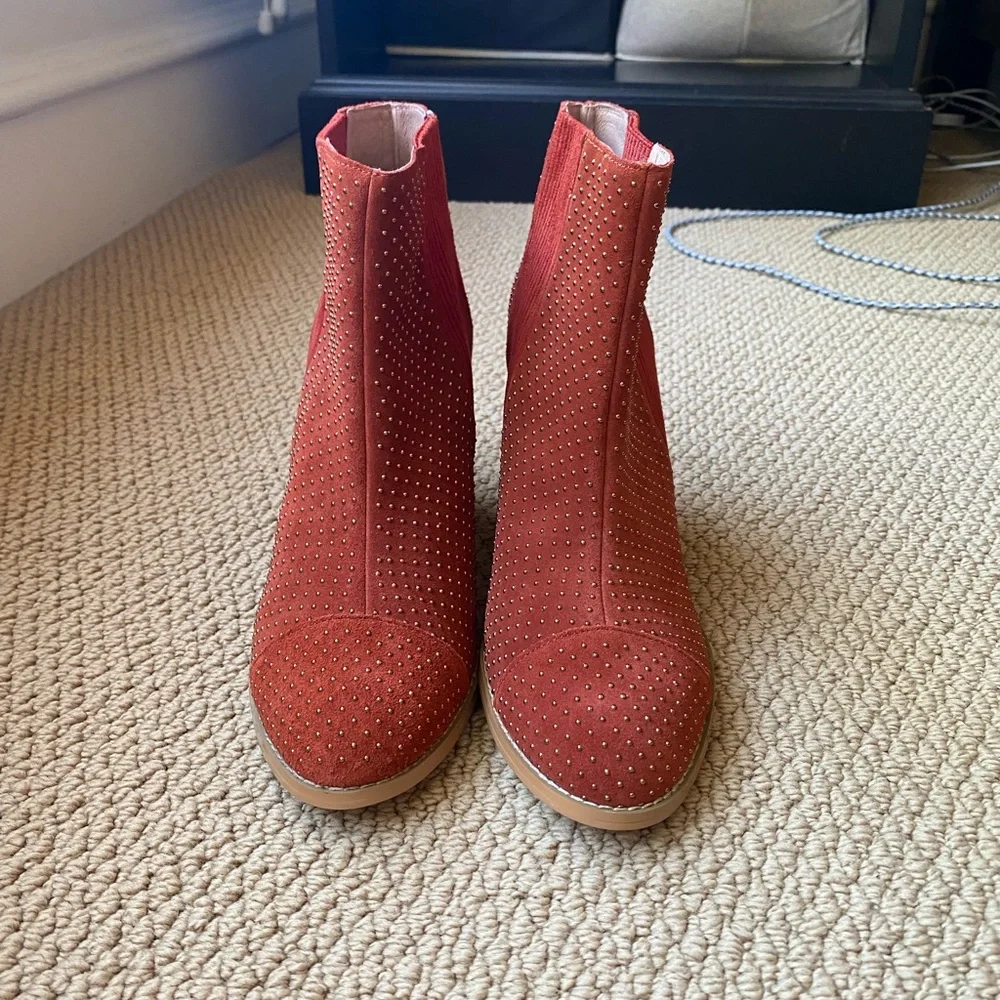 Orange Anthropologie Heeled Ankle Boots - Picture 2 of 5